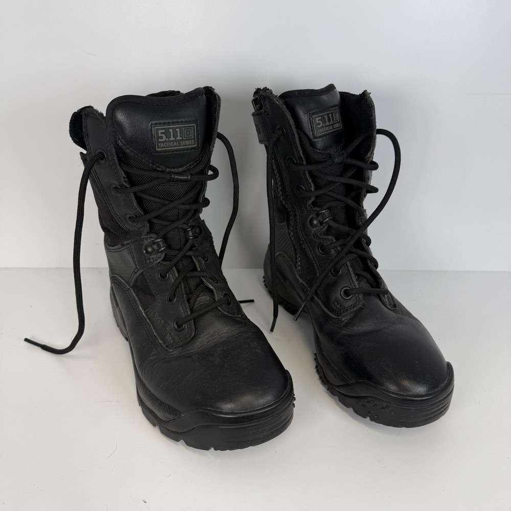 5.11 Tactical Boots Womens 7.5 Black ATAC 8" Side Zip Leather Combat Work